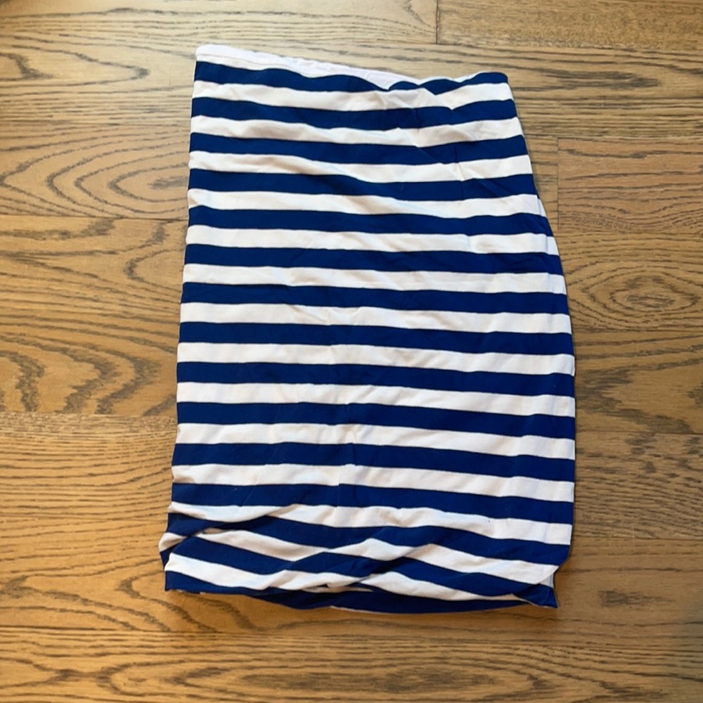 Blue and white stripped skirt